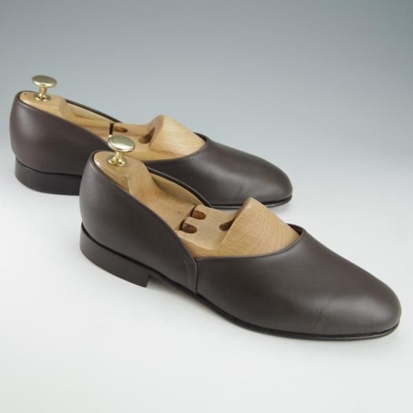 極美品★トリッカーズ SIZE 7【定価￥50,600-★ルームシューズ/STIRLING】スターリン/スリッポン/カーフ/濃茶/メンズ/Tricker's★i189