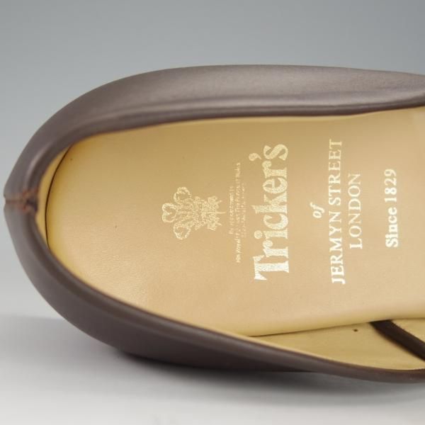 極美品★トリッカーズ SIZE 7【定価￥50,600-★ルームシューズ/STIRLING】スターリン/スリッポン/カーフ/濃茶/メンズ/Tricker's★i189