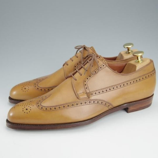 未使用★クロケット&ジョーンズ 7.5E【ハンドグレードライン★FOXTON/フルブローグ】カーフ/薄茶/メンズ/Crockett&Jones★i195