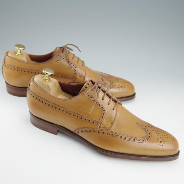 未使用★クロケット&ジョーンズ 7.5E【ハンドグレードライン★FOXTON/フルブローグ】カーフ/薄茶/メンズ/Crockett&Jones★i195