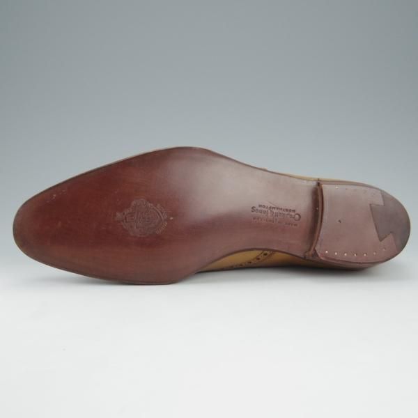 未使用★クロケット&ジョーンズ 7.5E【ハンドグレードライン★FOXTON/フルブローグ】カーフ/薄茶/メンズ/Crockett&Jones★i195