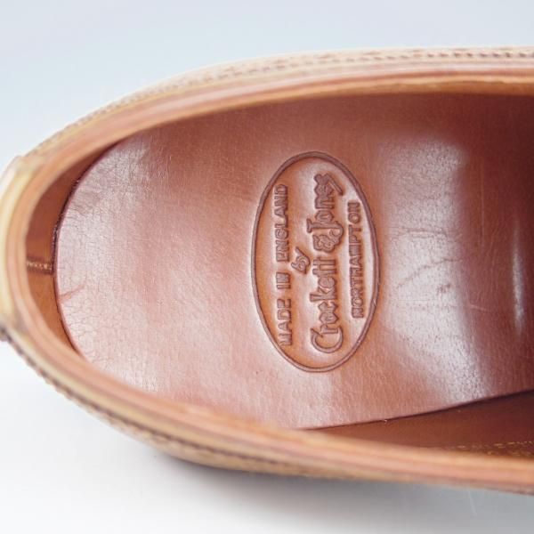 未使用★クロケット&ジョーンズ 7.5E【ハンドグレードライン★FOXTON/フルブローグ】カーフ/薄茶/メンズ/Crockett&Jones★i195