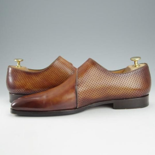 極美品★(スペイン製)マグナーニ SIZE 40【★ボロネーゼ製法/モンクストラップ/サイドモンク】23191/カーフ/茶/MAGNANNI★i200