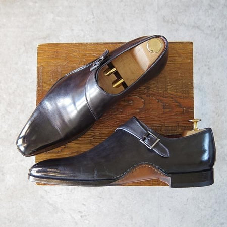 極美品★(スペイン製)マグナーニ SIZE 40【定価￥80,300-★オパンケ/ボロネーゼ製法】15141/サイドモンク/黒/MAGNANNI★i202