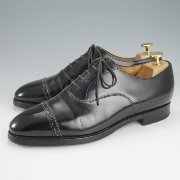 ★チャーチ 75F/UK7.5【旧チャーチ★ブックバインダーカーフ/3都市ロゴ】84ラスト/Barcroft/パンチドキャップトゥ/黒/Church's★i203