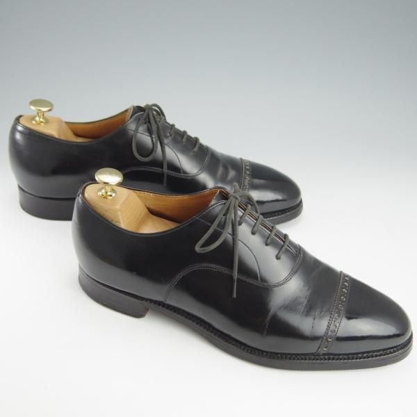 ★チャーチ 75F/UK7.5【旧チャーチ★ブックバインダーカーフ/3都市ロゴ】84ラスト/Barcroft/パンチドキャップトゥ/黒/Church's★i203
