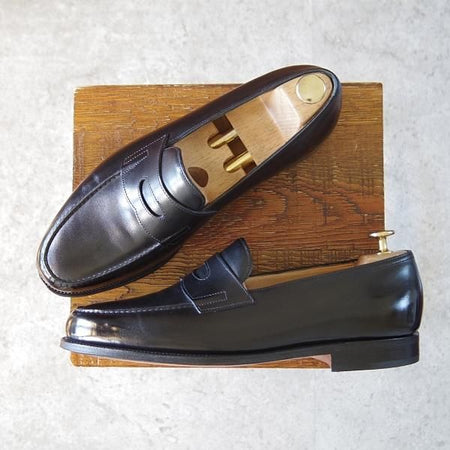 未使用★ジョンロブ 8E【現行定価￥231,000-★ロペス/LOPEZ】4395ラスト/コインローファー/カーフ/黒/メンズ/JOHN LOBB★i205