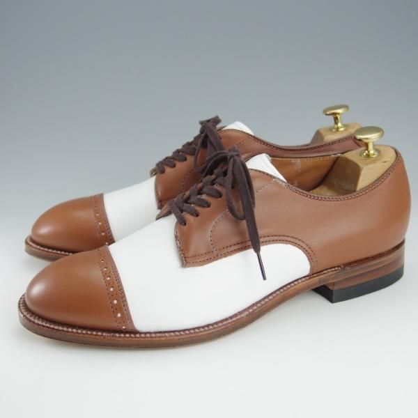 未使用★オールデン 8.5D【貴重★モディファイドラスト/ユナイテッドアローズ別注】55906/パンチドキャップトゥ/茶×白/Alden★i211