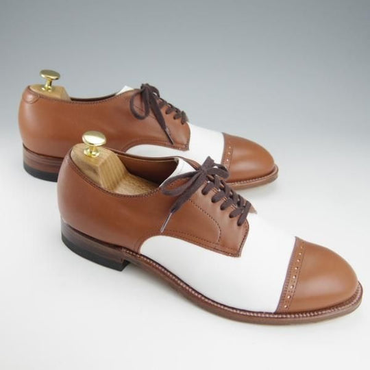 未使用★オールデン 8.5D【貴重★モディファイドラスト/ユナイテッドアローズ別注】55906/パンチドキャップトゥ/茶×白/Alden★i211