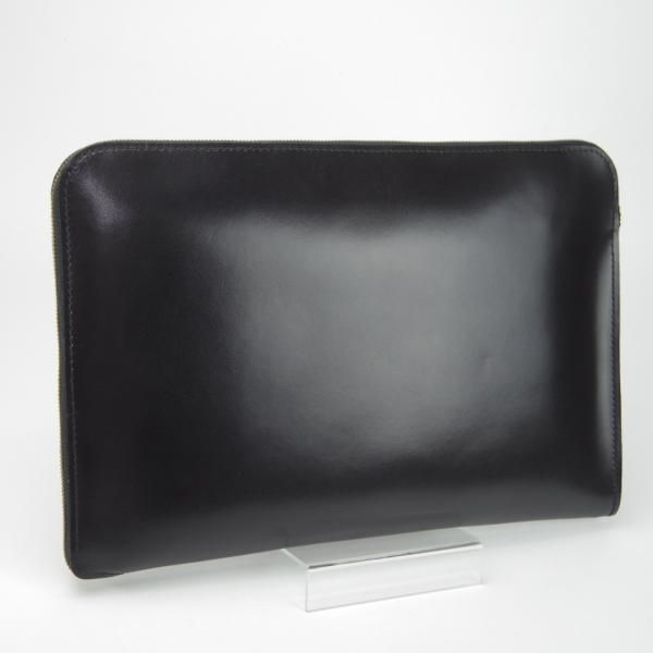 極美品★(英)パップワース/PAPWORTH【英国製★レザー/クラッチバッグ】ドキュメントケース/メンズ&レディース/バッグ/黒/革/鞄★N5817