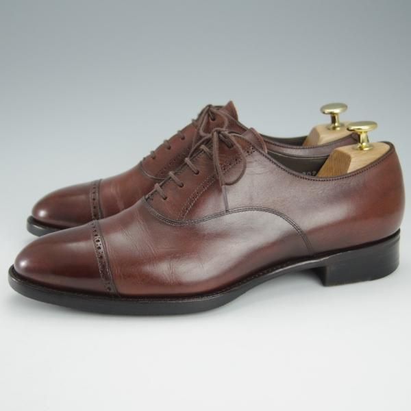 極上★三陽山長 SIZE 7.5【定価￥75,900-★パンチドキャップトゥ/R2010ラスト】カーフ/濃茶/メンズ/Sanyo Yamacho★i225