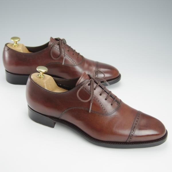 極上★三陽山長 SIZE 7.5【定価￥75,900-★パンチドキャップトゥ/R2010ラスト】カーフ/濃茶/メンズ/Sanyo Yamacho★i225