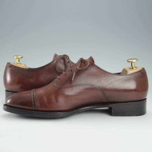 極上★三陽山長 SIZE 7.5【定価￥75,900-★パンチドキャップトゥ/R2010ラスト】カーフ/濃茶/メンズ/Sanyo Yamacho★i225