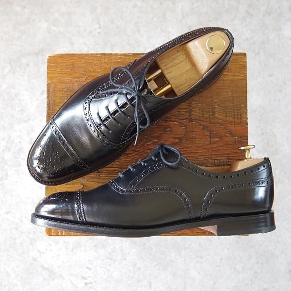 極美品★チャーチ 80F/UK8【定価￥155,100-★ディプロマット/DIPLOMAT】173ラスト/セミブローグ/カーフ/黒/メンズ/Church's★i233