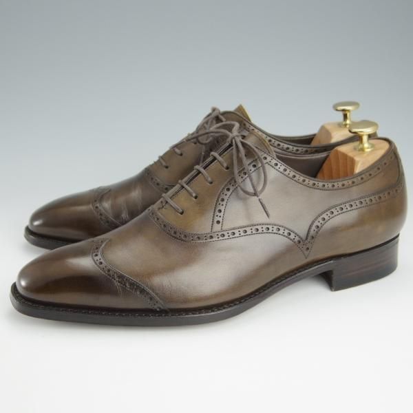 美品★三陽山長 SIZE 8.5【パターンオーダー品★ショートウイング/茶】カーフ/メンズ/SanyoYamacho★i235
