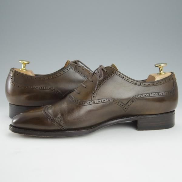美品★三陽山長 SIZE 8.5【パターンオーダー品★ショートウイング/茶】カーフ/メンズ/SanyoYamacho★i235