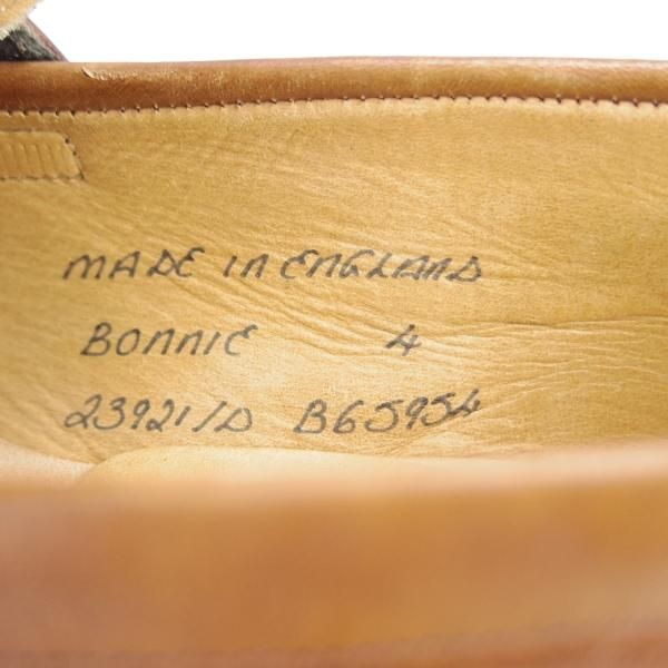美品★(英)チーニー(レディース) 4D【定価￥69,300-★BONNIE/ボニー】23921ラスト/コインローファー/カーフ/茶×白/CHEANEY★i238