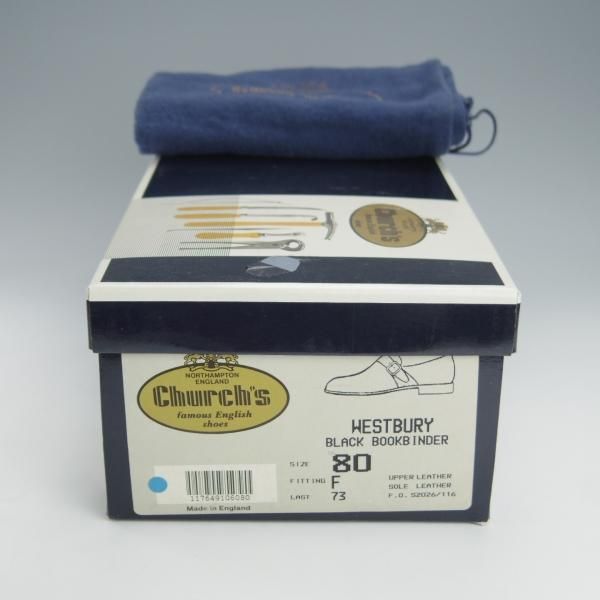 極美品★チャーチ 80F/UK8【現行定価￥165,000-★旧チャーチ/ブックバインダーカーフ】73ラスト/3都市ロゴ/Westbury/黒/Church's★i244