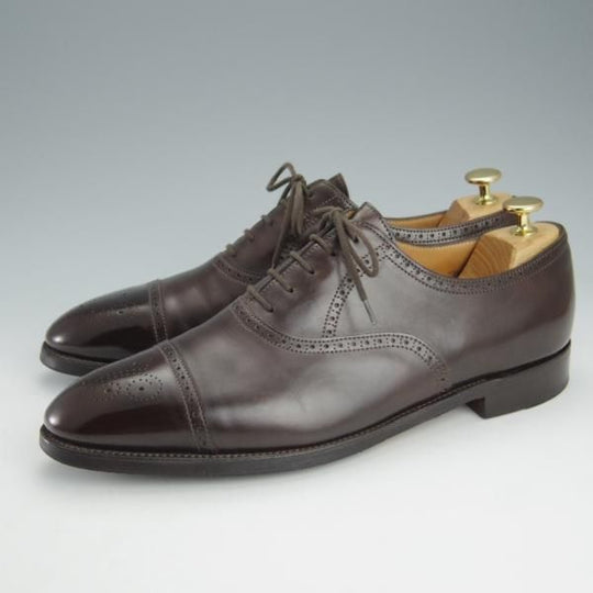 極上★ジョンロブ 8.5E【★ミスティカーフ/SAUNTON/7000ラスト】セミブローグ/カーフ/濃茶/メンズ/JOHN LOBB★i246