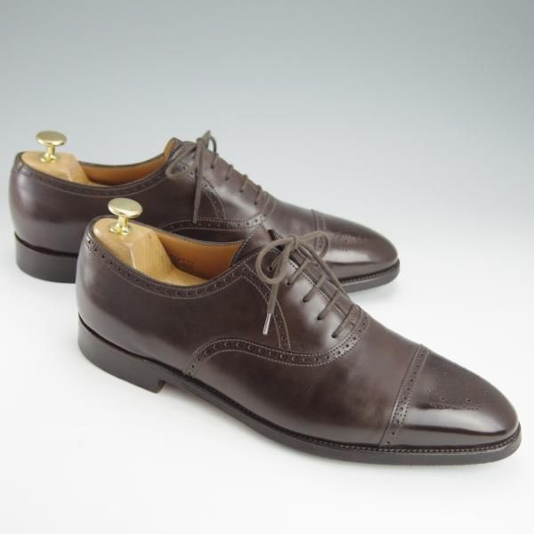 極上★ジョンロブ 8.5E【★ミスティカーフ/SAUNTON/7000ラスト】セミブローグ/カーフ/濃茶/メンズ/JOHN LOBB★i246