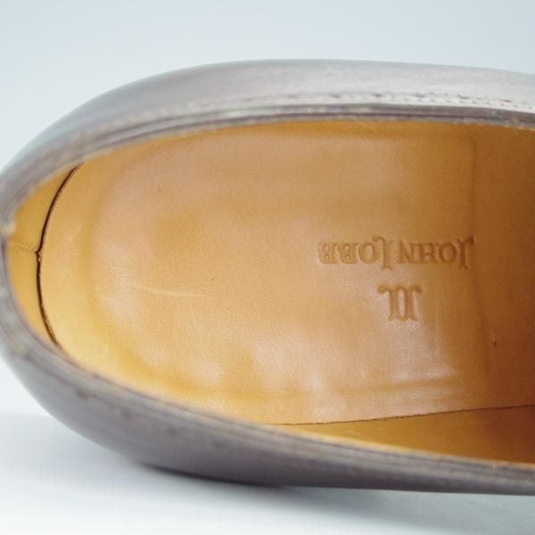 極上★ジョンロブ 8.5E【★ミスティカーフ/SAUNTON/7000ラスト】セミブローグ/カーフ/濃茶/メンズ/JOHN LOBB★i246