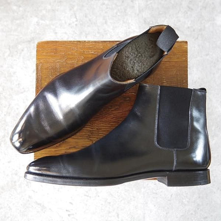 美品★クロケット&ジョーンズ 8.5D【ハンドグレードライン★COWDRAY/337ラスト】サイドゴアブーツ/カーフ/黒/Crockett&Jones★i248