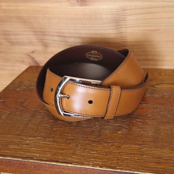 美品★チャーチ 32インチ/80cm【現行定価￥66,000-★レザー/ベルト/茶】本革/メンズ/ビジネス/Church's★i259
