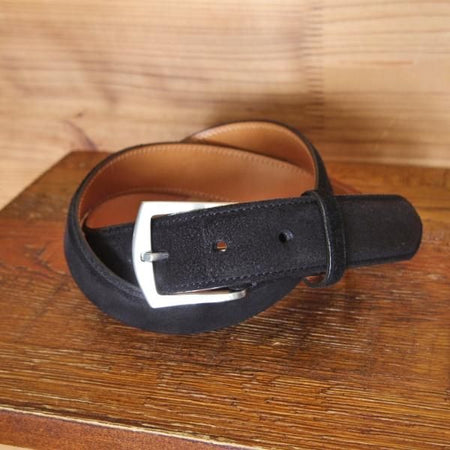 極上★エドワードグリーン 80cm/32インチ程度【定価￥55,000-★ベルト/スエード/黒】メンズ/革/レザー/EDWARD GREEN★i263