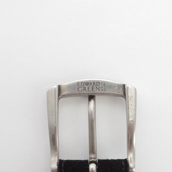 極上★エドワードグリーン 80cm/32インチ程度【定価￥55,000-★ベルト/スエード/黒】メンズ/革/レザー/EDWARD GREEN★i263