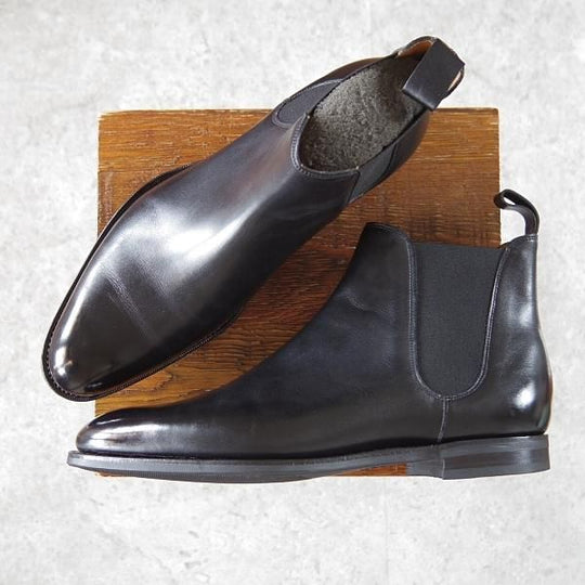 極美品★エドワードグリーン 8E【定価￥222,200-★CAMDEN/82ラスト】サイドゴアブーツ/カーフ/黒/メンズ/EDWARD GREEN★i251
