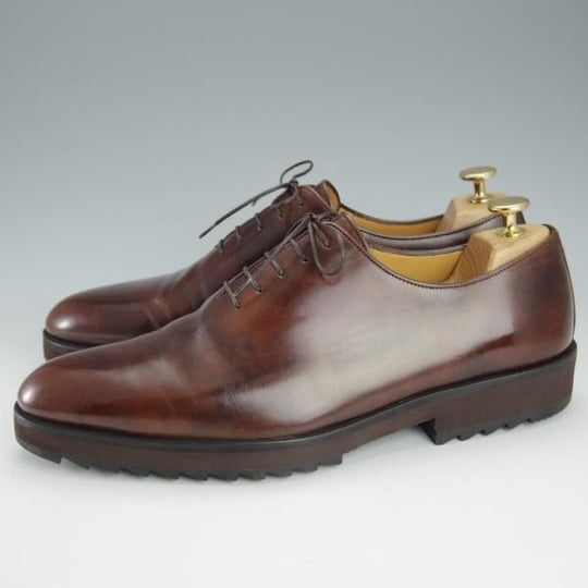 極美品★(伊)ア・テストーニ SIZE 8.5【ミュージアムカーフ風★ホールカット/カーフ】茶/メンズ/a.testoni★i252