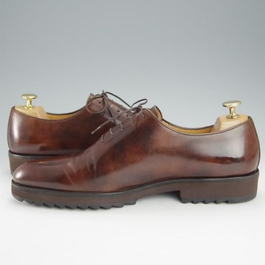 極美品★(伊)ア・テストーニ SIZE 8.5【ミュージアムカーフ風★ホールカット/カーフ】茶/メンズ/a.testoni★i252