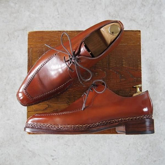 極美品★(スペイン製)MEERMIN/メルミン SIZE 6【ノルベジェーゼ製法★Uチップ/20030】カーフ/茶/メンズ★i253