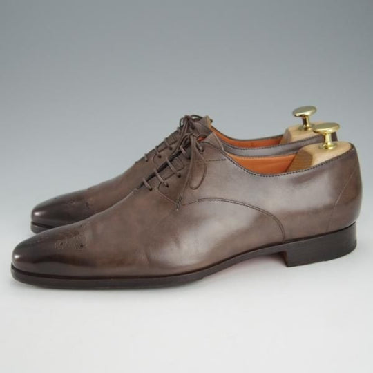 美品★(伊)サントーニ SIZE 6.5【★オックスフォードシューズ/10039】カーフ/灰茶/メンズ/Santoni★i257