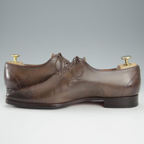 美品★(伊)サントーニ SIZE 6.5【★オックスフォードシューズ/10039】カーフ/灰茶/メンズ/Santoni★i257