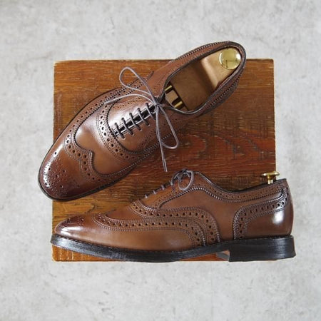 極美品★(米)アレンエドモンズ 6E【現行定価7.5万円程度★McAllister/フルブローグ】カーフ/茶/メンズ/ALLEN EDMONDS★i258