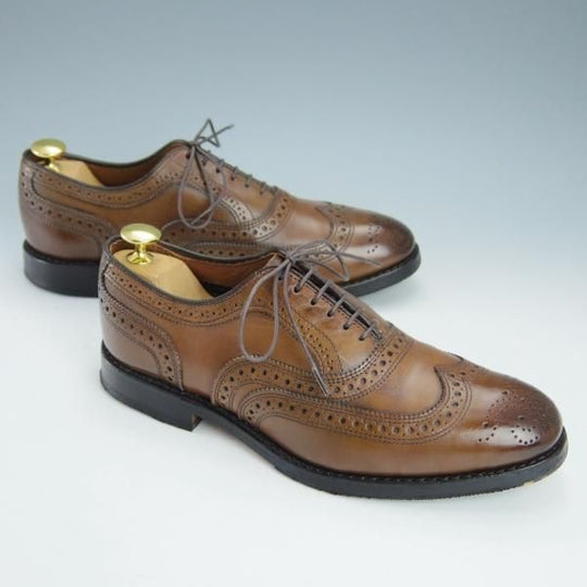 極美品★(米)アレンエドモンズ 6E【現行定価7.5万円程度★McAllister/フルブローグ】カーフ/茶/メンズ/ALLEN EDMONDS★i258