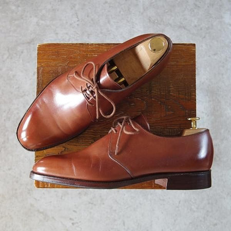 ほぼ試着程度★クロケット&ジョーンズ 7.5E【★DARTMOUTH/318ラスト】プレーントゥ/Vフロント/ダービー/カーフ/茶/Crockett&Jones★i278