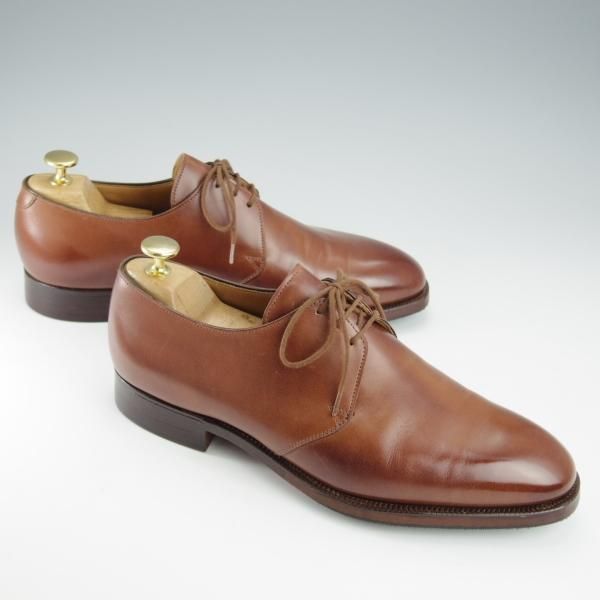 ほぼ試着程度★クロケット&ジョーンズ 7.5E【★DARTMOUTH/318ラスト】プレーントゥ/Vフロント/ダービー/カーフ/茶/Crockett&Jones★i278