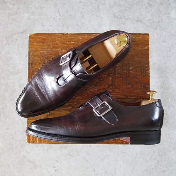 極上★(伊)ボリーニ SIZE 5【定価￥64,900-★ブラックラピド製法/モンクストラップ】2545/カーフ/濃茶/メンズ/Bolini★i280