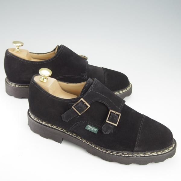ほぼ試着程度★パラブーツ SIZE 5.5【定価￥74,800-★ウィリアム/WILLIAM】マルシェソール/ダブルモンク/スエード/黒/Paraboot★i282