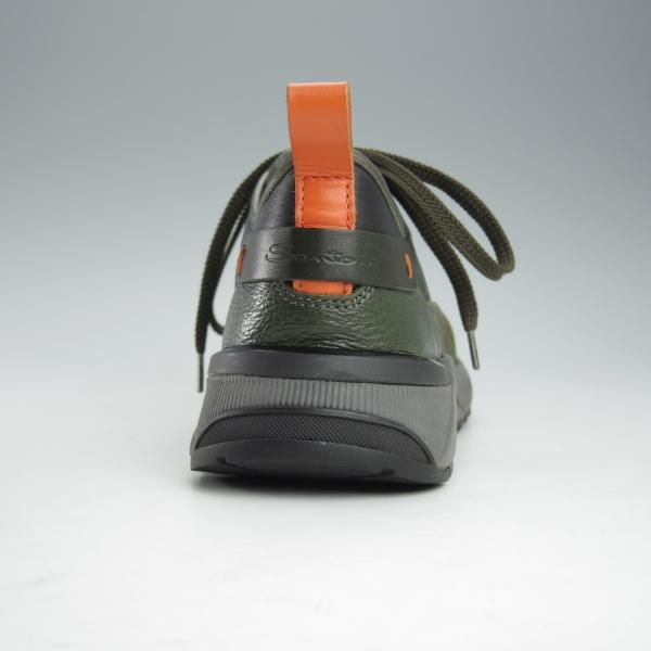 極美品★(伊)サントーニ SIZE 7【定価￥86,900-★INNOVA/イノーヴァ/スニーカー】カーフ×スエード/深緑×黒/Santoni★i283