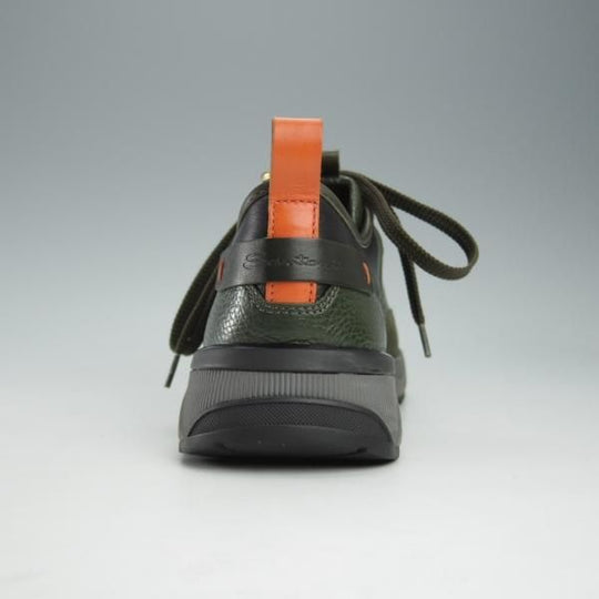 極美品★(伊)サントーニ SIZE 7【定価￥86,900-★INNOVA/イノーヴァ/スニーカー】カーフ×スエード/深緑×黒/Santoni★i283