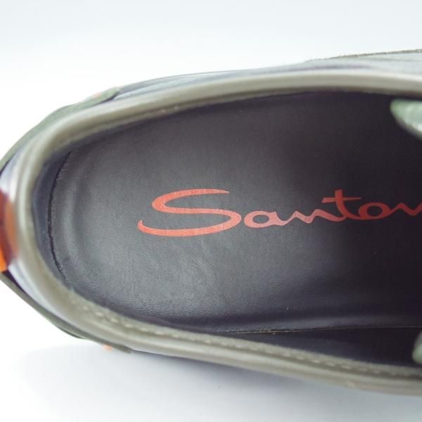 極美品★(伊)サントーニ SIZE 7【定価￥86,900-★INNOVA/イノーヴァ/スニーカー】カーフ×スエード/深緑×黒/Santoni★i283