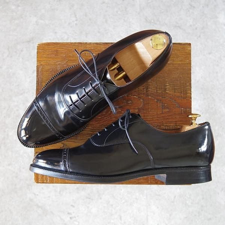 ★チャーチ 85F/UK8.5【旧チャーチ★ブックバインダーカーフ/3都市ロゴ】84ラスト/Barcroft/パンチドキャップトゥ/黒/Church's★i285