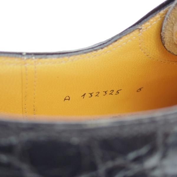 極美品★(伊)タニノクリスチー SIZE 6【当時定価￥189,000-★クロコダイル×カーフ/ダービーシューズ】7460/黒/TANINO CRISCI★i292