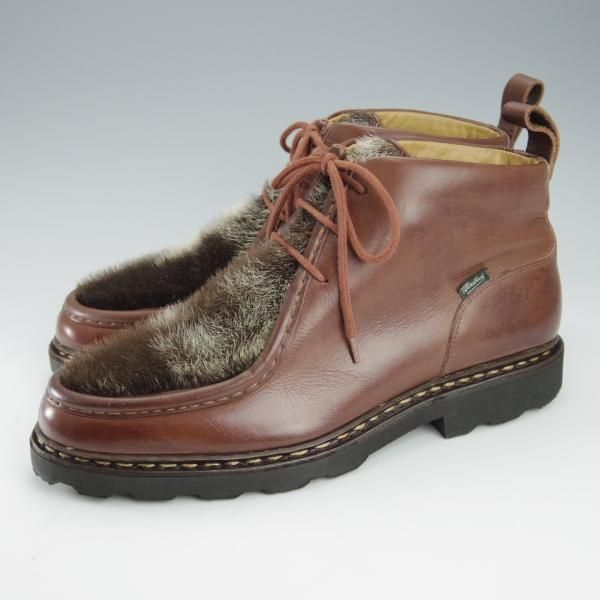 極上★パラブーツ SIZE 7.5【貴重★フォック仕様(アザラシの毛皮)/MUCY】ミューシー/チロリアンブーツ/リスレザー/マロン/Paraboot★i294