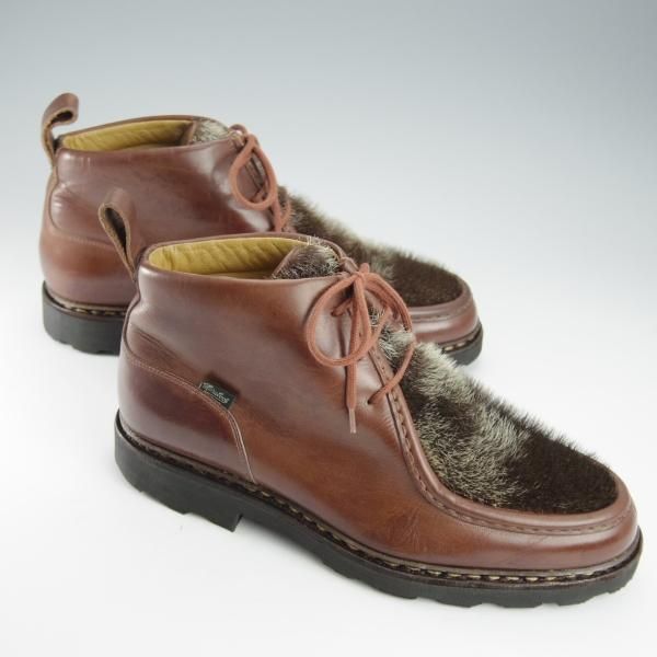 極上★パラブーツ SIZE 7.5【貴重★フォック仕様(アザラシの毛皮)/MUCY】ミューシー/チロリアンブーツ/リスレザー/マロン/Paraboot★i294