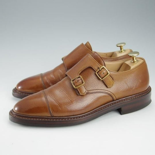 極美品★クロケット&ジョーンズ 6E【定価￥95,700-★ダイナイトソール仕様/HARROGATE】341ラスト/ダブルモンク/茶/Crockett&Jones★i295