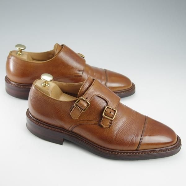 極美品★クロケット&ジョーンズ 6E【定価￥95,700-★ダイナイトソール仕様/HARROGATE】341ラスト/ダブルモンク/茶/Crockett&Jones★i295